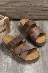 Braided Detail Criss Cross Platform Slippers from Threaded Pear