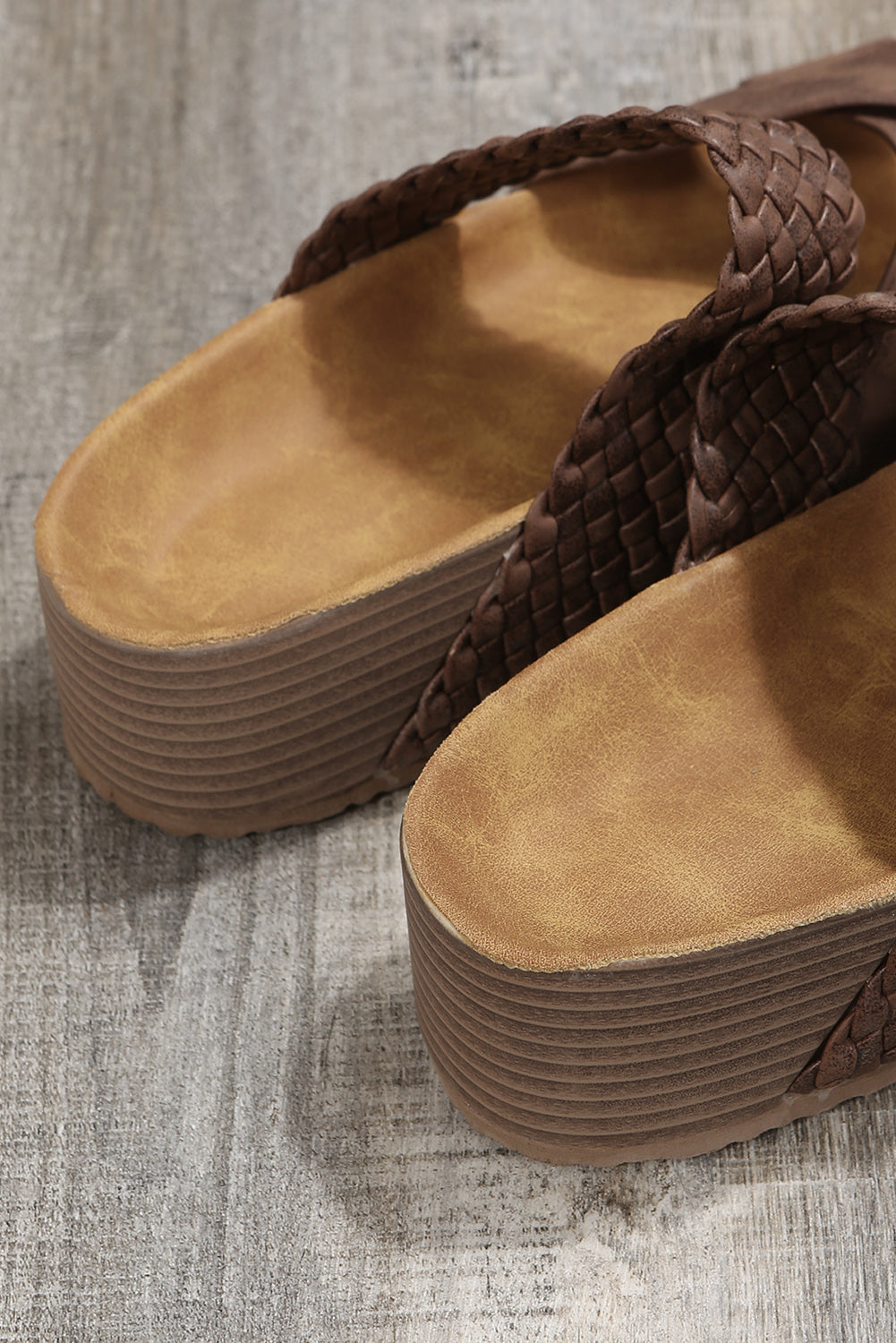 Braided Detail Criss Cross Platform Slippers from Threaded Pear