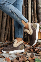 Anna Suede Stitching Plush Lined Anklet Boots from Threaded Pear