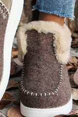 Anna Suede Stitching Plush Lined Anklet Boots from Threaded Pear