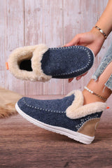 Anna Suede Stitching Plush Lined Anklet Boots from Threaded Pear