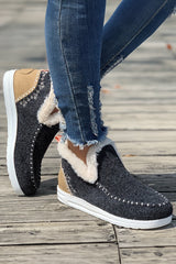 Anna Suede Stitching Plush Lined Anklet Boots from Threaded Pear