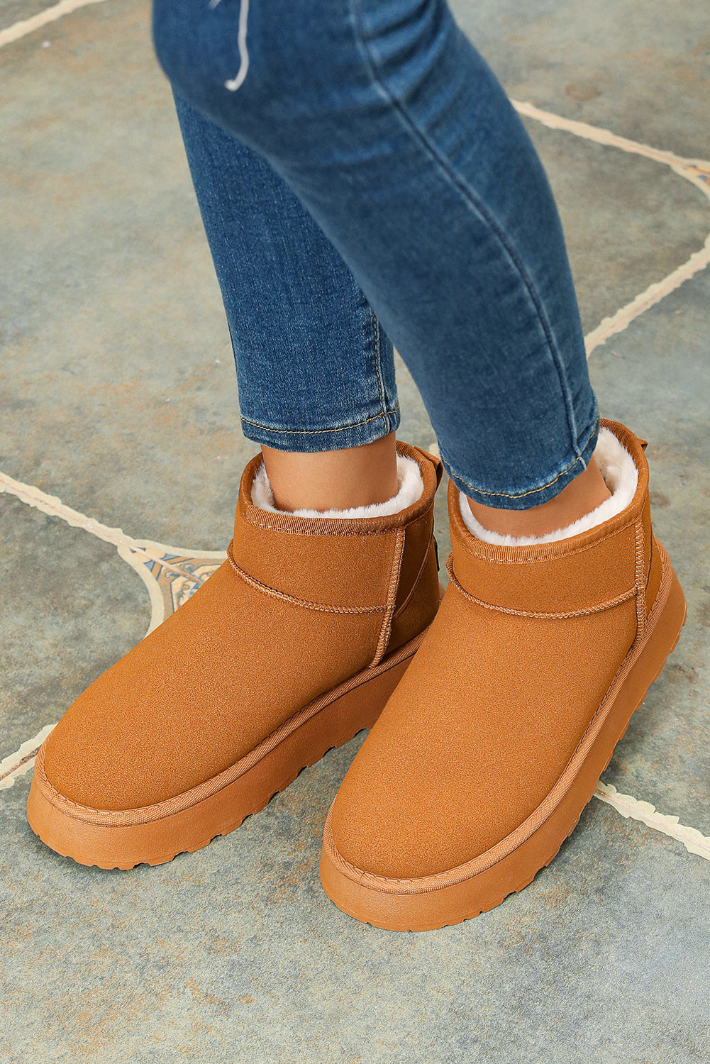 Anna Fur Lined Suede Ankle Snow Boots from Threaded Pear