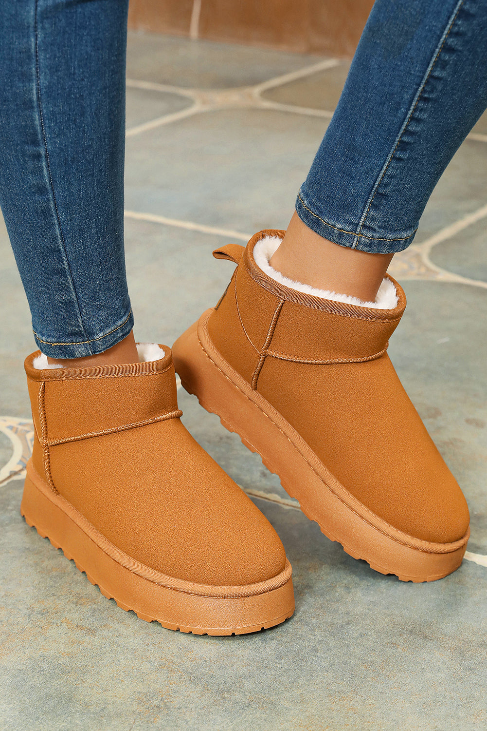 Anna Fur Lined Suede Ankle Snow Boots from Threaded Pear