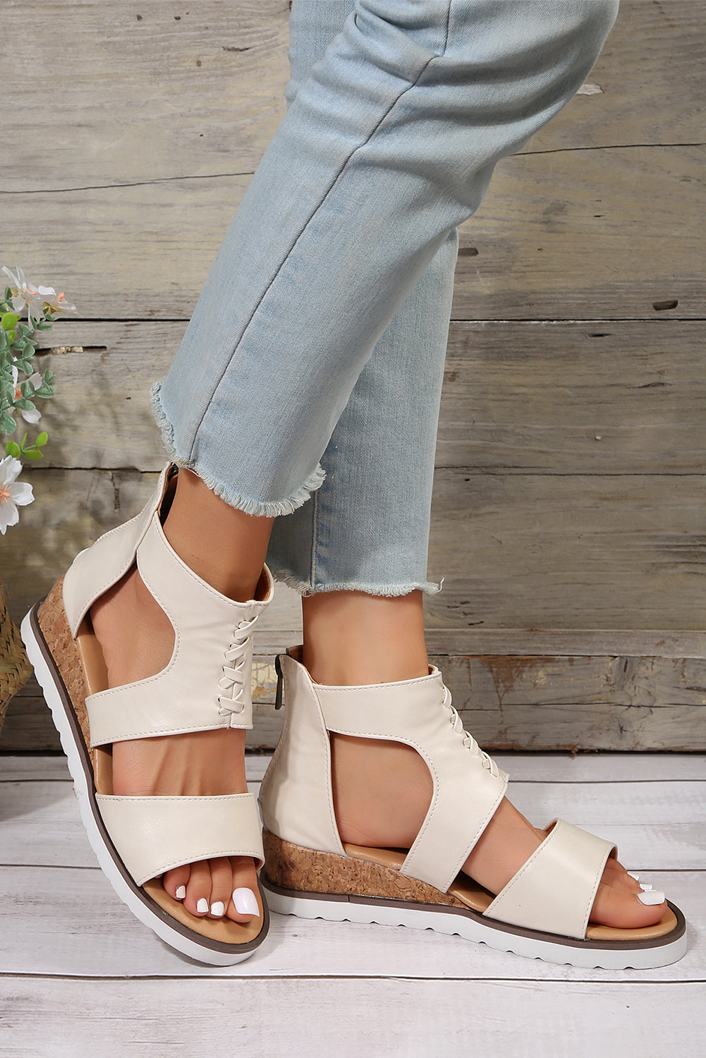 Nora Crisscross Hollowed Gladiator Sandals from Threaded Pear