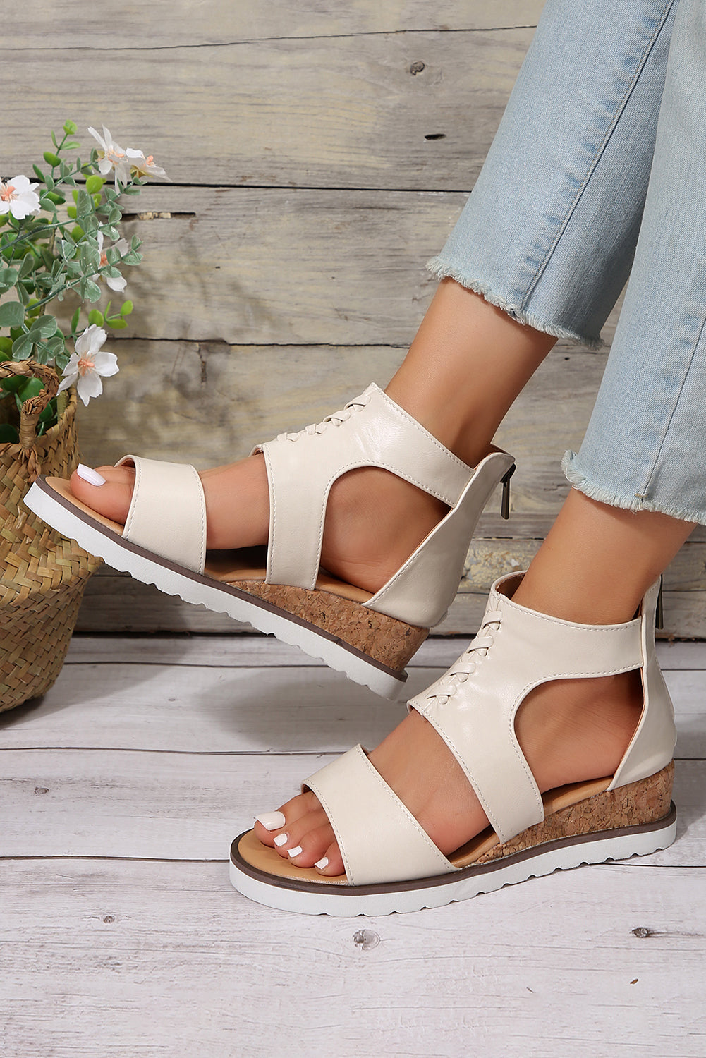 Nora Crisscross Hollowed Gladiator Sandals from Threaded Pear
