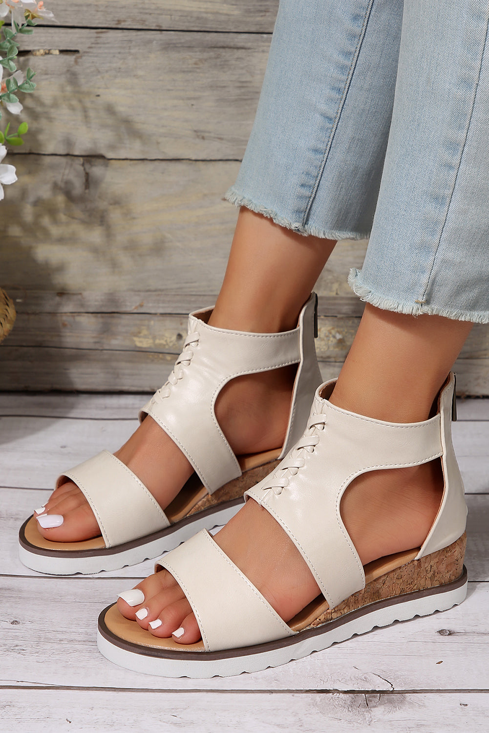 Nora Crisscross Hollowed Gladiator Sandals from Threaded Pear