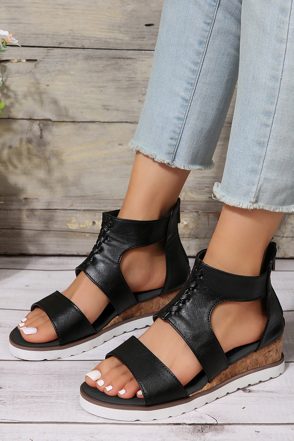 Nora Crisscross Hollowed Gladiator Sandals from Threaded Pear