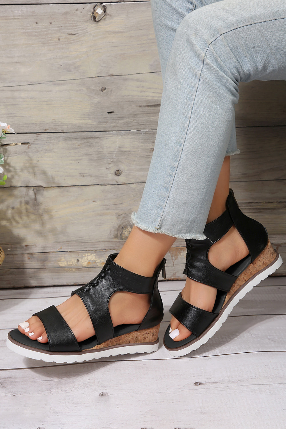 Nora Crisscross Hollowed Gladiator Sandals from Threaded Pear