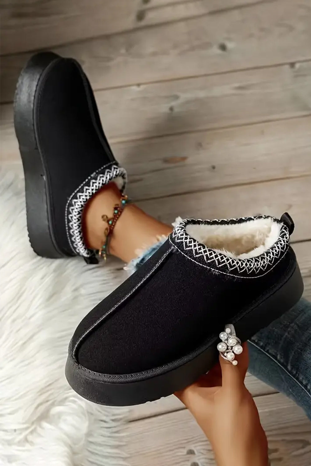 Jade Suede Plush Lined Snow Boots from Threaded Pear