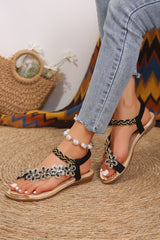 Hazel Rhinestone Flower Braided Straps Sandals from Threaded Pear