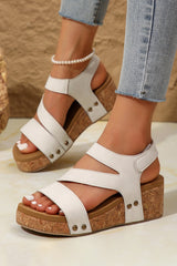 Harper Cut Out Velcro Wedge Sandals from Threaded Pear