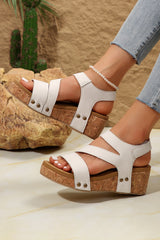Harper Cut Out Velcro Wedge Sandals from Threaded Pear