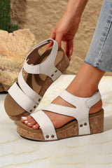 Harper Cut Out Velcro Wedge Sandals from Threaded Pear