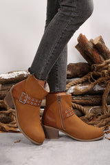 Eyelet Buckled Ankle Boots from Threaded Pear