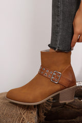 Eyelet Buckled Ankle Boots from Threaded Pear