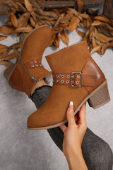 Eyelet Buckled Ankle Boots from Threaded Pear