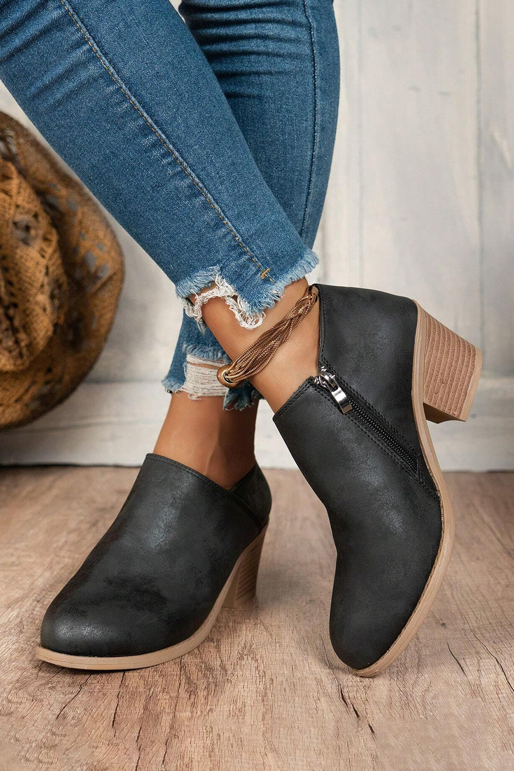 Tulip Opening Suede Ankle Boots from Threaded Pear