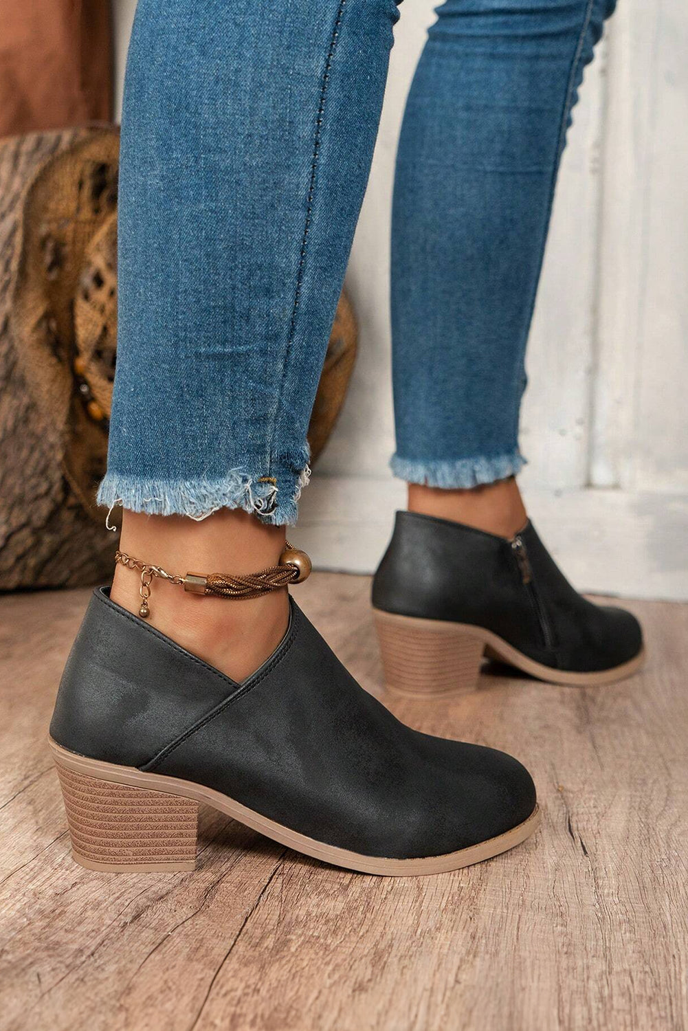 Tulip Opening Suede Ankle Boots from Threaded Pear