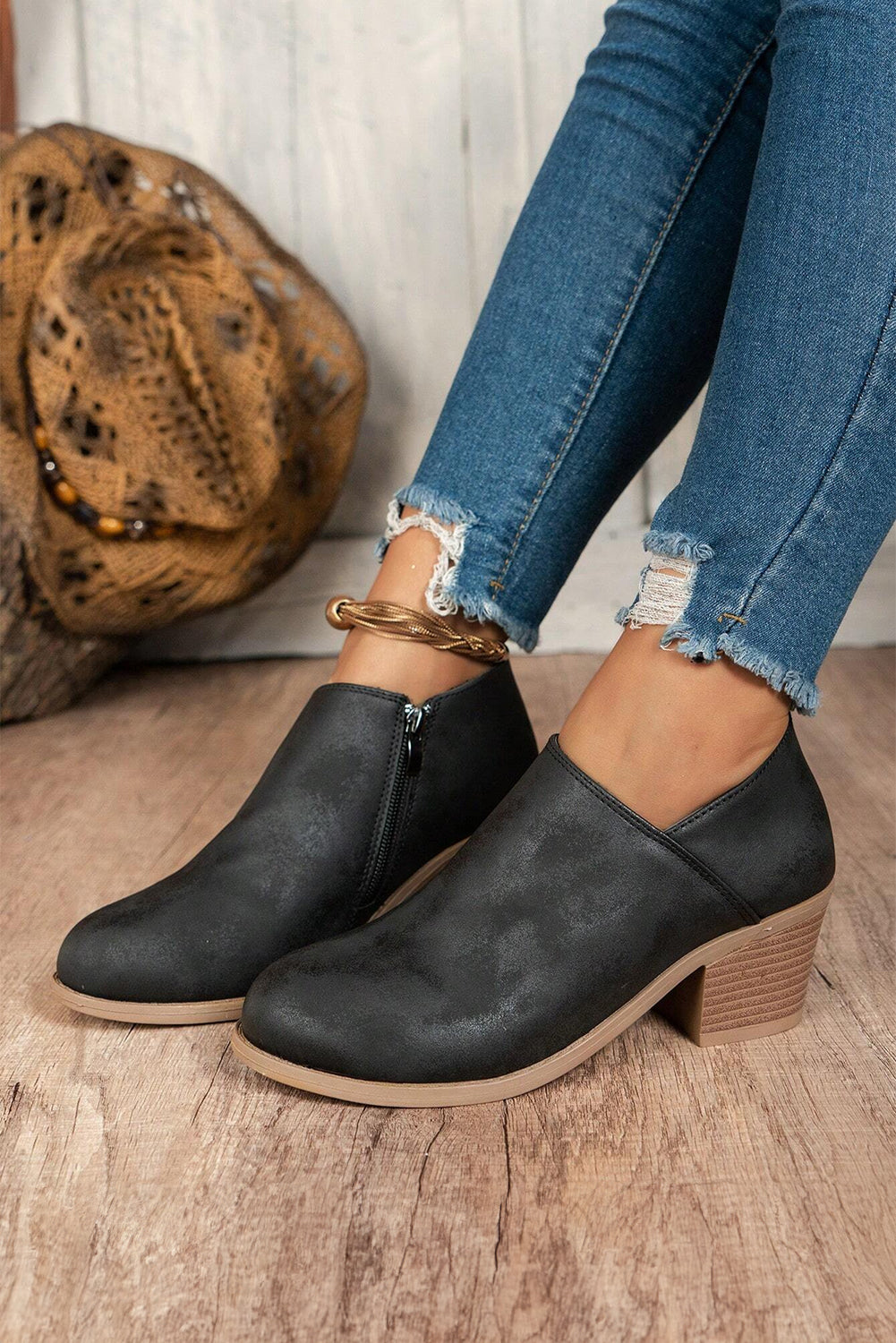 Tulip Opening Suede Ankle Boots from Threaded Pear