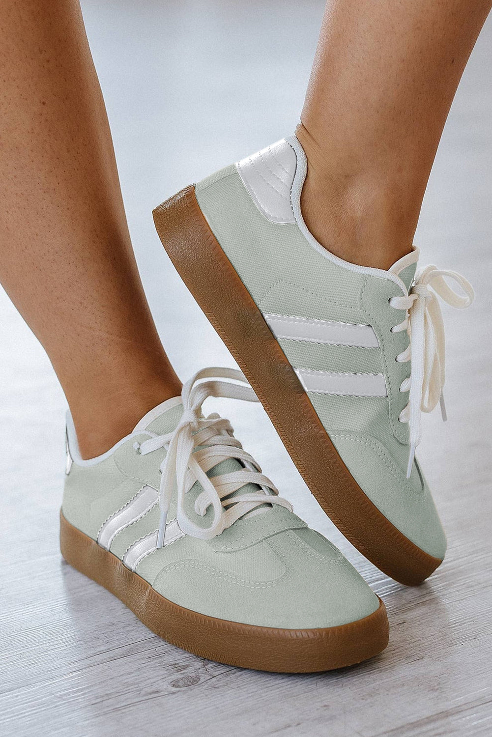 Willa Striped Lace-up Flat Sneakers from Threaded Pear