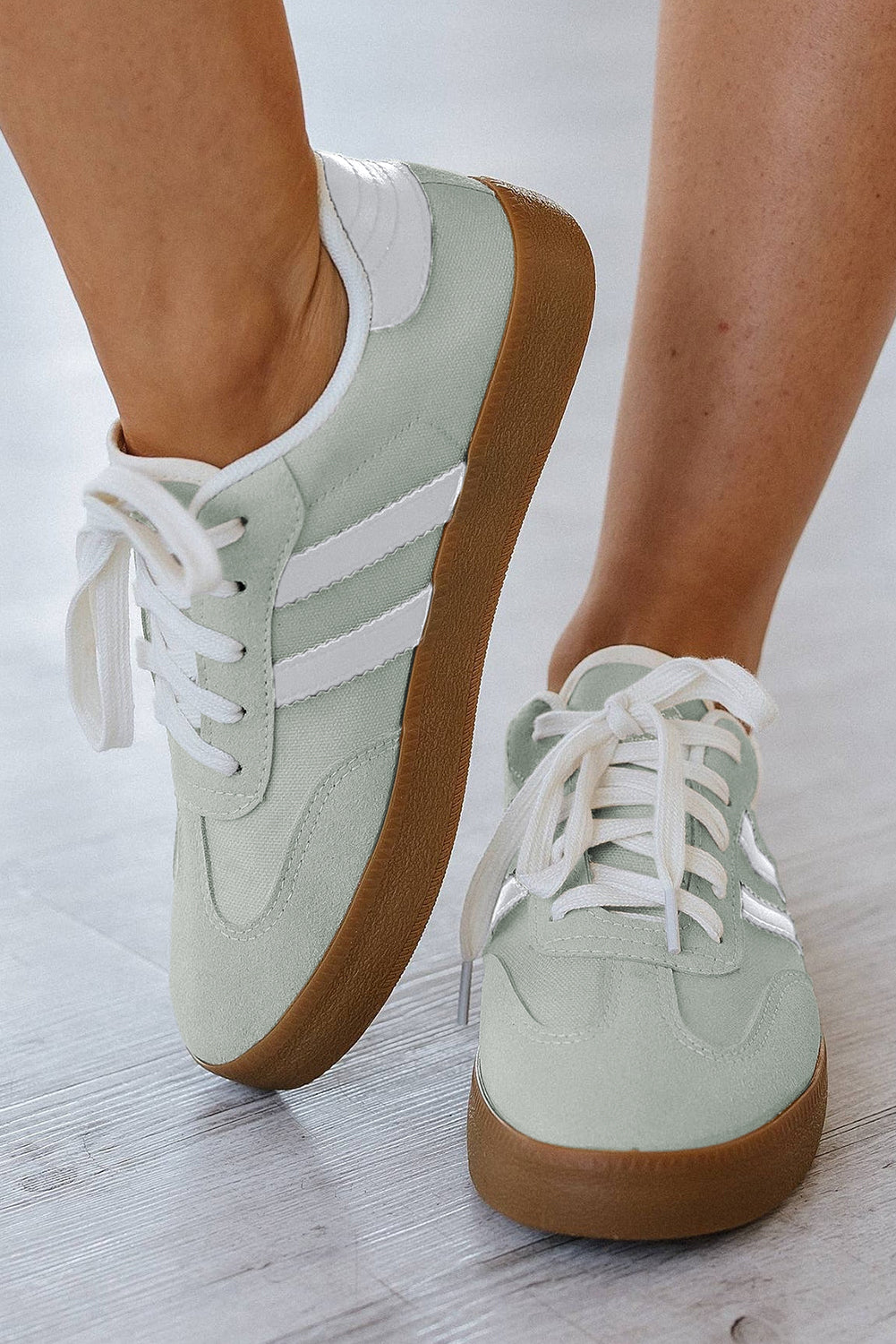 Willa Striped Lace-up Flat Sneakers from Threaded Pear