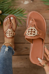 Metal Decor Thong Slippers from Threaded Pear