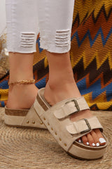 Suede Buckle Decor Footbed Sandal Slippers from Threaded Pear