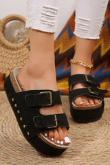 Suede Buckle Decor Footbed Sandal Slippers from Threaded Pear