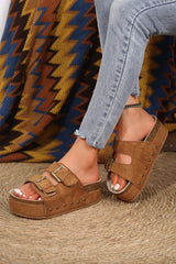 Suede Buckle Decor Footbed Sandal Slippers from Threaded Pear