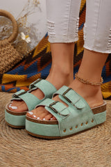 Suede Buckle Decor Footbed Sandal Slippers from Threaded Pear