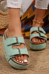 Suede Buckle Decor Footbed Sandal Slippers from Threaded Pear