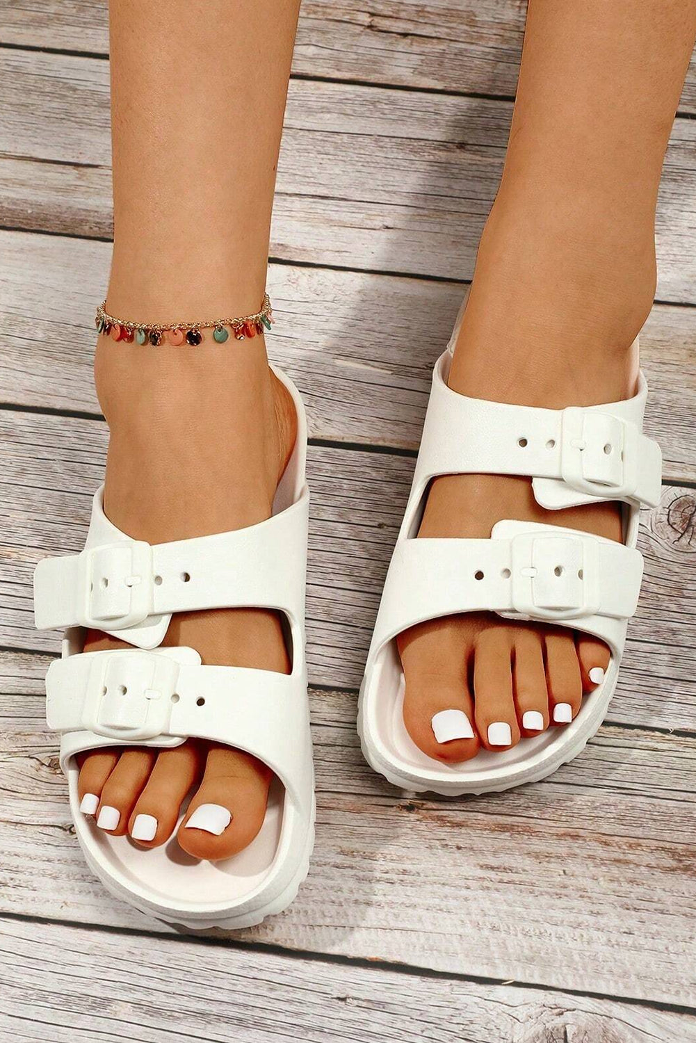 Double-buckle EVA Slippers from Threaded Pear
