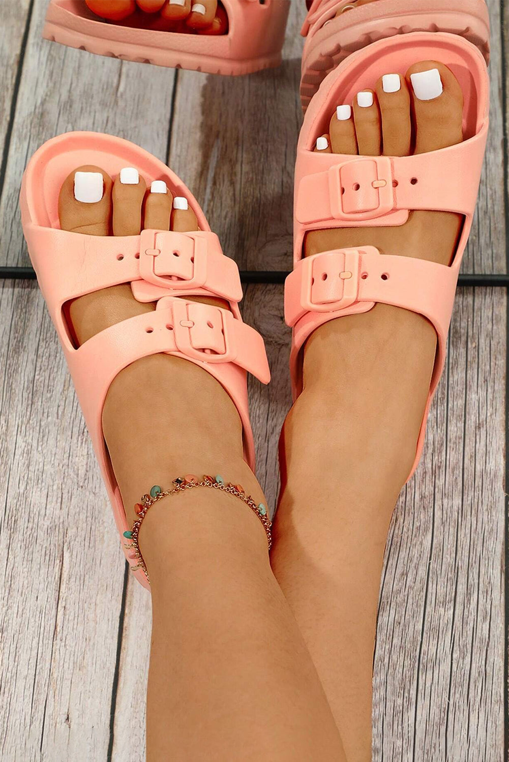 Double-buckle EVA Slippers from Threaded Pear