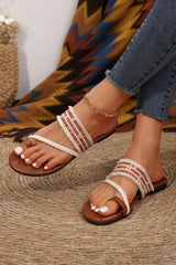 Beaded Embroidered Braided Strap Thong Slippers from Threaded Pear