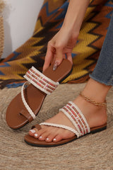 Beaded Embroidered Braided Strap Thong Slippers from Threaded Pear