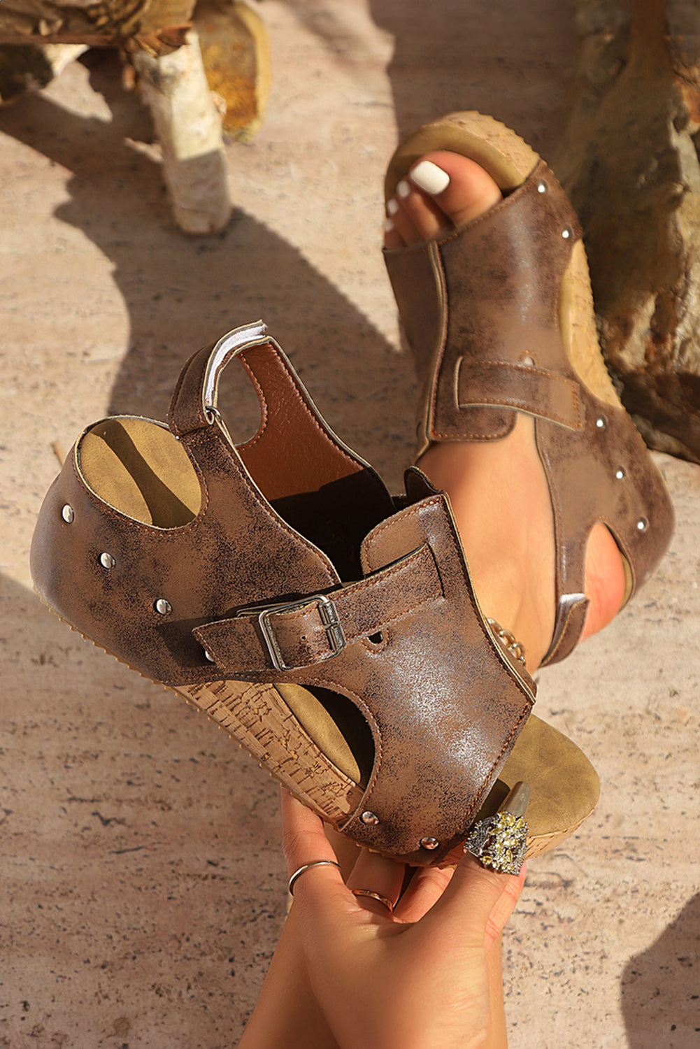 Camila Cut Out Buckle Platform Sandals from Threaded Pear