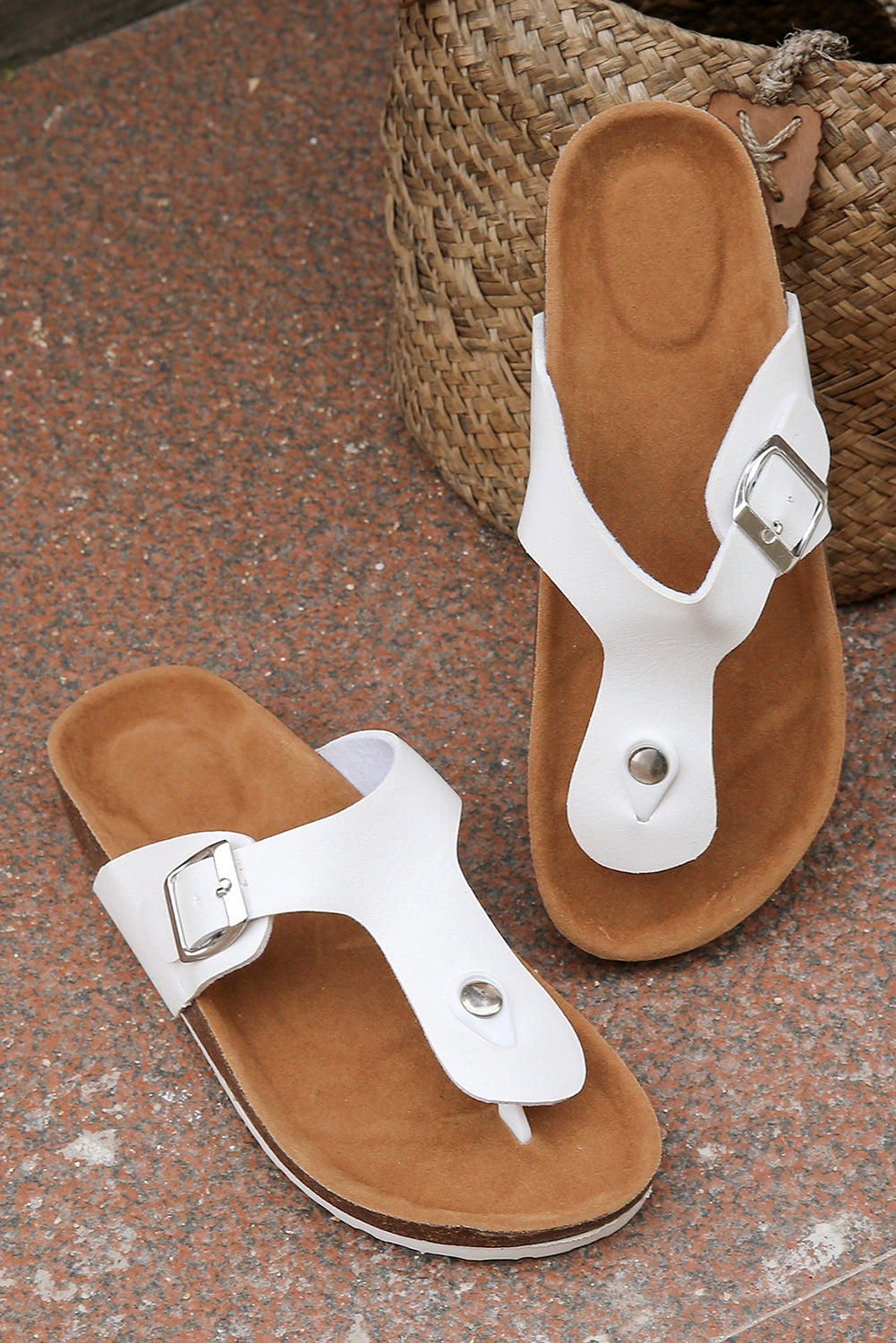 Vintage Buckle Thong Slippers from Threaded Pear