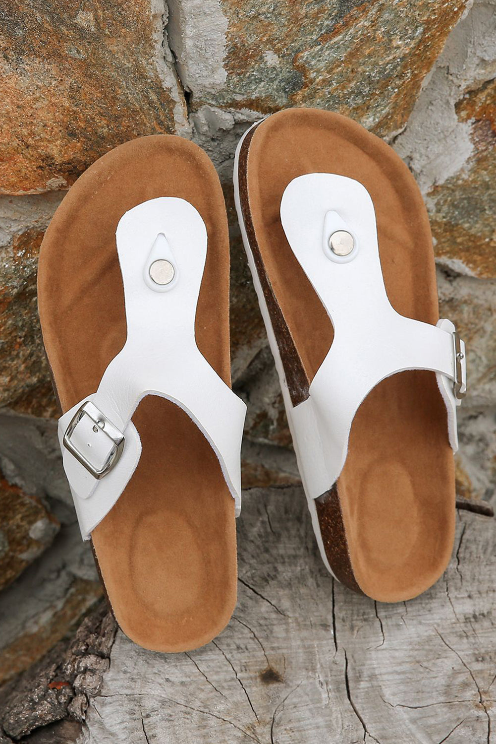 Vintage Buckle Thong Slippers from Threaded Pear
