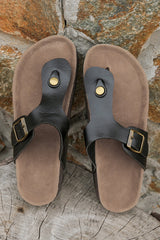 Vintage Buckle Thong Slippers from Threaded Pear