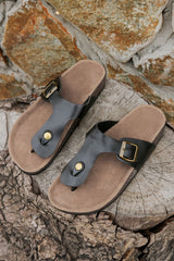 Vintage Buckle Thong Slippers from Threaded Pear