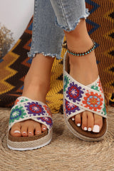 Geometric Woven Crisscross Strap Platform Slippers from Threaded Pear