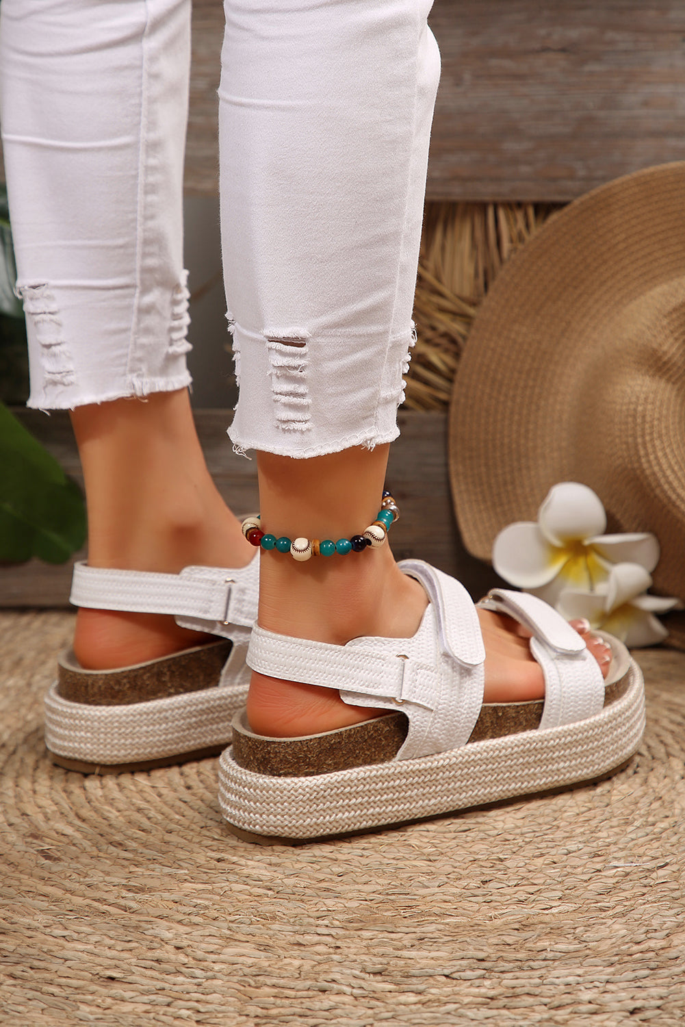 Sofia Double Velcro Woven Platform Sandals from Threaded Pear
