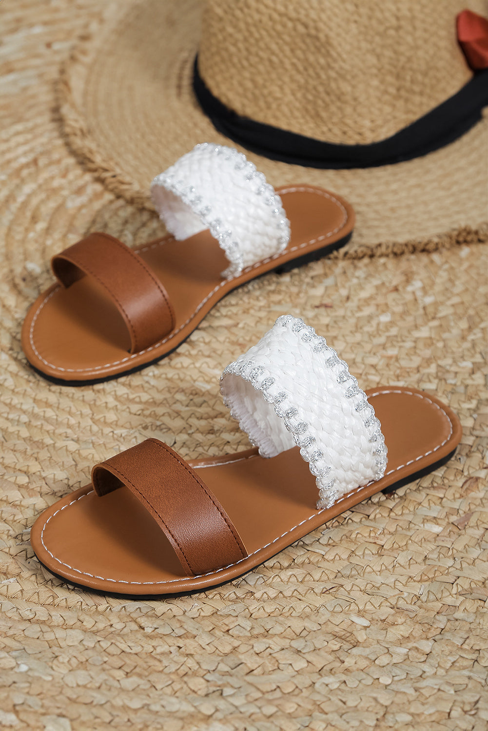 Woven Strap Flat Slippers from Threaded Pear