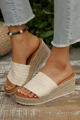 Woven Wide Band Platform Slippers from Threaded Pear