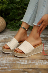 Woven Wide Band Platform Slippers from Threaded Pear