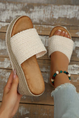 Woven Wide Band Platform Slippers from Threaded Pear