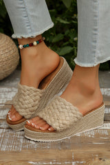 Woven Wide Band Platform Slippers from Threaded Pear