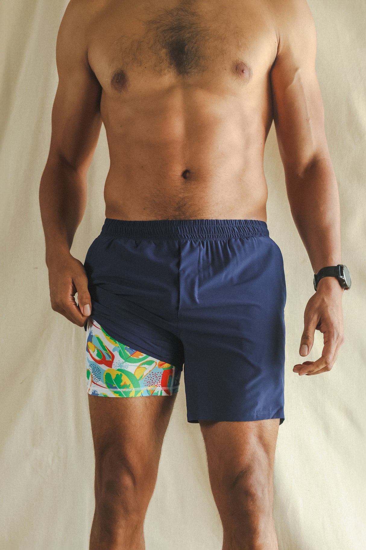 The Hot in Havana | Tropical Navy Ball Hammock® 7 Inch Athletic Shorts from Shinesty
