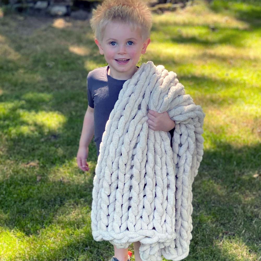 INFINITE CHUNKY KNIT BLANKET | MINKY | LITTLE - SAND from BIG LOViE